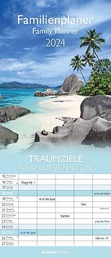 Kalender Traumziele 2024 Familienplaner - Familienkalender - Wandkalender - 19,5x45 von 