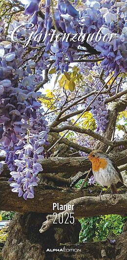 Gartenzauber 2025 - Streifenplaner 22 x 45 cm - Wandplaner mit 3 Spalten - viel Platz für 