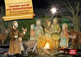 Textkarten / Symbolkarten Franziskus und die erste Weihnachtskrippe. Kamishibai Bildkartenset. von Susanne Brandt