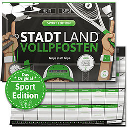 STADT LAND VOLLPFOSTEN® - SPORT EDITION "Grips statt Gips." STADT LAND FLUSS SPIELBLOCK Spiel