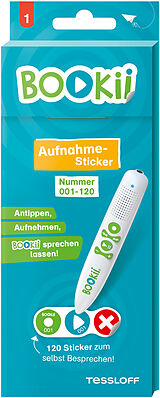 Aufkleber/Stickers (Non) BOOKii® Aufnahme-Sticker neutral Paket 1, Nr. 001-120 (120 Stück) von 