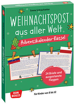 Textkarten / Symbolkarten Weihnachtspost aus aller Welt. Adventskalender-Rätsel für Kinder von 8 bis 12 von Emma Schraufstetter