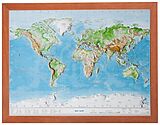 (Land)Karte Relief Welt 1:107 MIO mit Holzrahmen von André Markgraf, Mario Engelhardt