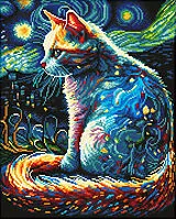 DIAMOND DOTZ - Diamond Painting Katze bei Nacht Spiel