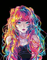 Diamond Painting Neon Anime Girl Spiel