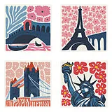 Diamond Painting Mini Sehenswürdigkeiten rosa Spiel