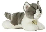 Aurora 10813 - MiYoni Katze Tabby, liegend, grau/weiß, Plüschtier, 20 cm Spiel