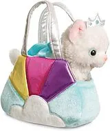 Aurora 61364 - Fancy Pals Katze in Regenbogen-Tragetasche, Plüsch, ca. 20 cm, 2-teilig Spiel
