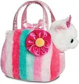 Aurora 61433 - Fancy Pals Katze in Tragetasche mit bunten Streifen, Plüsch, ca. 20 cm, 2-teilig Spiel