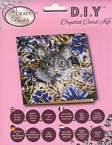 Craft Buddy CCK-A4 - Cat and Flower, Katze+Blumen Grußkarte, Crystal Card Kit, Diamond Painting Spiel