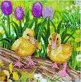 Craft Buddy CCK-A98 - Crystal Art Card Kit, Spring Chicks, Küken, 18x18cm, Kristall-Kunstkarte, Diamond Painting Spiel