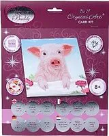 Craft Buddy CCK-A100 - Crystal Art Card Kit, Pig on the Fence, Schwein, 18x18cm, Kristall-Kunstkarte, Diamond Painting Spiel