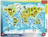 Rahmen-Puzzle 25 Teile - Weltkarte mit Tieren Spiel