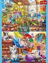 Puzzle 2 x 500 - Katzen / Malerei Spiel