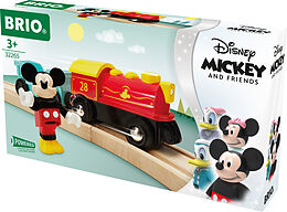 BRIO 32265 Batteriebetriebener Micky Maus Zug - Farbenfrohe Batterielok mit Waggon und Micky Maus als BRIO-Figur - Kompatibel mit allen Produkten der BRIO World Spiel