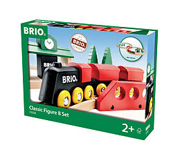 BRIO 33028 Bahn Acht Set Classic Line  Zwei Schienenkreise mit Frachtzug, Holzbahnhof und Holzbrücke  Geeignet für Kinder ab 2 Jahren Spiel