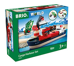 BRIO World 33061 Container Hafen Set  Mit Hafenbrücke und beweglichem Kran zum Beladen des Frachtschiffes  Geeignet für Kinder ab 3 Jahren Spiel