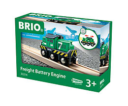 BRIO World 33214 Batterie-Frachtlok - Grüne Batterie-Lok mit Frontscheinwerfern - Empfohlen ab 3 Jahren Spiel