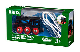 BRIO World - 33599 Akku Lok mit Mini USB - Wiederaufladbare Lokomotive - Batteriebetriebener Spielzeugzug für Kinder ab 3 Jahren Spiel