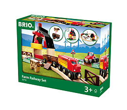 BRIO World 33719 Bahn Bauernhof Set  Holzeisenbahn mit Bauernhof, Tieren und Holzschienen  Kleinkinderspielzeug empfohlen ab 3 Jahren Spiel