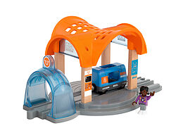 BRIO World 33973 Smart Tech Sound Bahnhof mit Action Tunnel  Zubehör für die BRIO Holzeisenbahn  Interaktives Spielzeug empfohlen ab 3 Jahren Spiel
