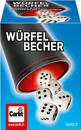 Würfelbecher Kunststoff 90mm mit 5 Würfel Spiel