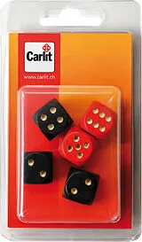 5 Würfel Holz 18mm rot/schwarz Spiel