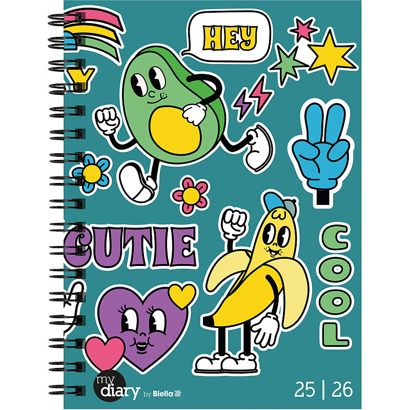 Biella Schüleragenda mydiary, Wire-O, 12x16,5 cm, 3½ Tage pro Seite, Comic