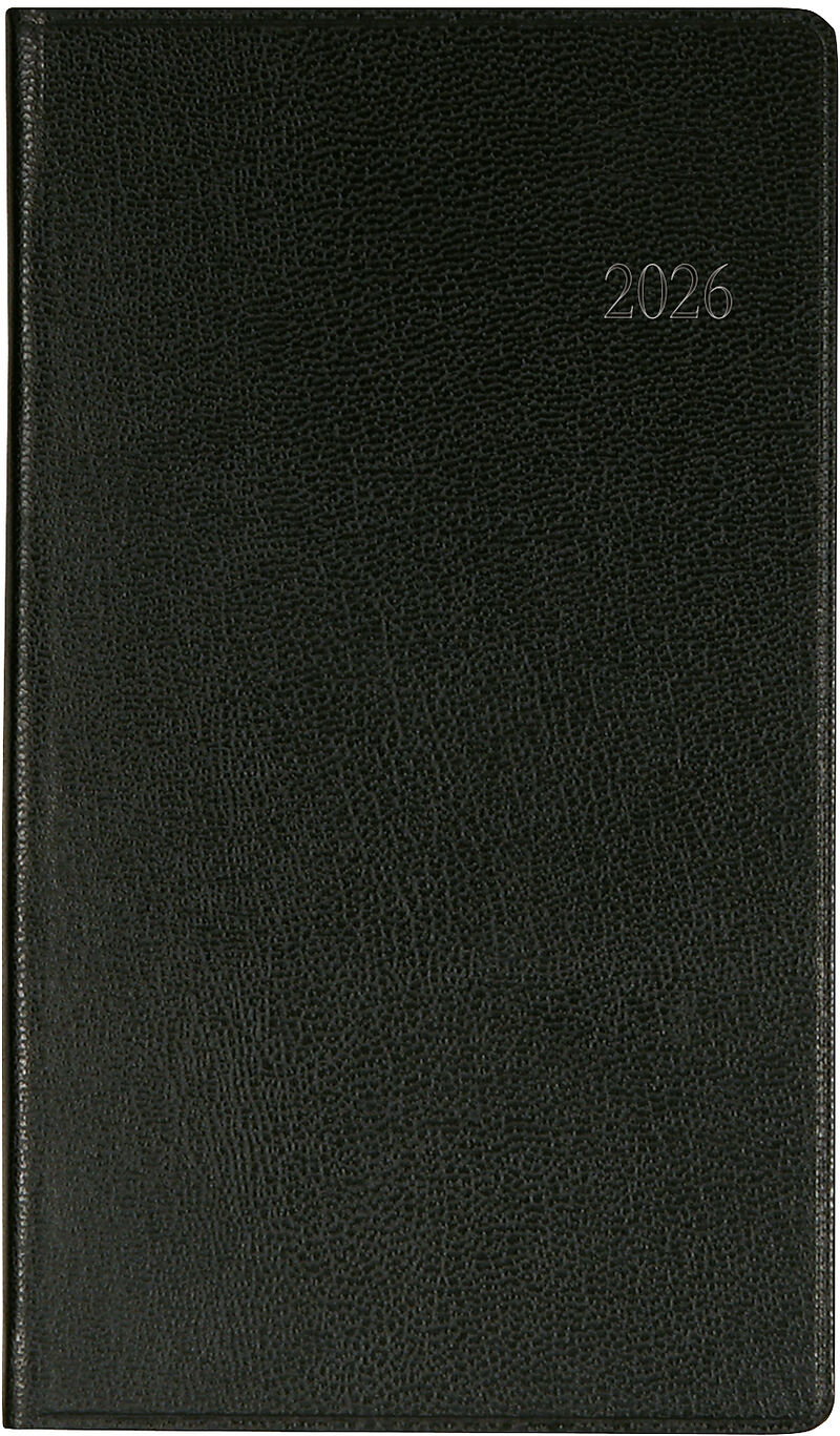 Biella Taschenagenda Budget, 8,7x15,3 cm, 3½ Tage pro Seite, schwarz 2026