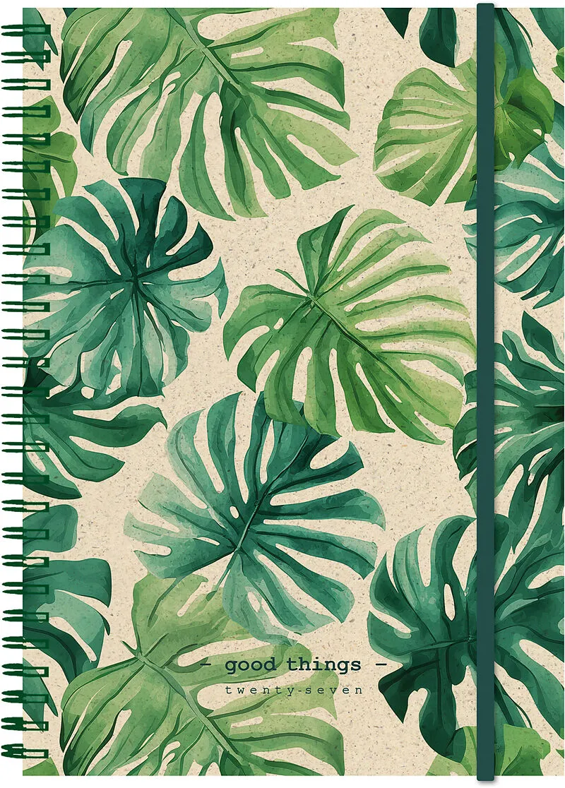 SIMPLEX Wochenagenda Graspapier 2027 40407.27 1W/2S Monstera ML 14.8x21cm