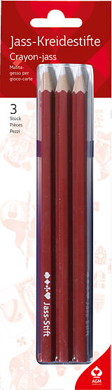 3 Jass-Kreidestifte mit Jass-Signet 8 mm auf Blister Spiel
