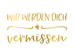 Wir werden dich vermissen GoldstückPostkarte 10,5 x 14,8 cm