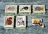 Würfelpuzzle, 6-teilig. Tiere / Holzhintergrund Spiel
