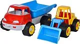 Simba 107134610 - LKW Kipper mit Bagger 2-teilig, Kunststoff, 36/29cm, Sandspielzeug Spiel