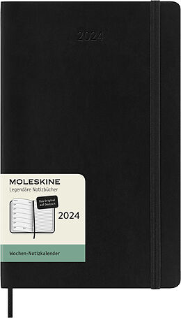 Jahresagenda geb 12 Monate Wochen Notizkalender Deutsch 2024 / Large/A5, rechts linierte Seite, Schwarz von 