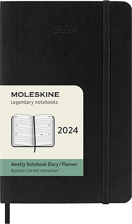Kartonierter Einband Moleskine 12 Monate Wochenkalender 2024, Pocket/A6, Schwarz von 