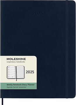 Jahresagenda kt 12 Monate Wochen Notizkalender 2025 / XL Saphir / rechts linierte Seite von 