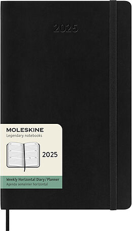 Kartonierter Einband Moleskine 12 Monate Monats Notizkalender 2025, Large/A5, 1 Wo = 2 Seiten, linierte Seiten, Weicher Einband, Schwarz von 