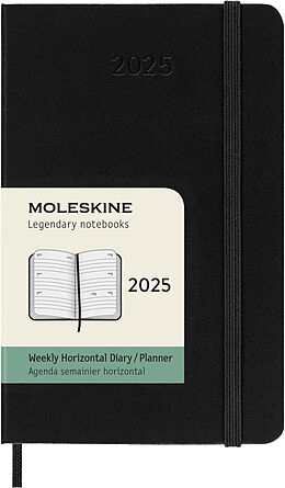 Fester Einband Moleskine Klassischer Kalender 2025, Pocket (9x14cm), Horizontal, fester einband, Schwarz von 