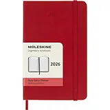 Jahresagenda geb Moleskine 12 Monate Tageskalender 2026, Pocket/A6, 1 Tag = 1 Seite, Fester Einband, Scharlachrot von 