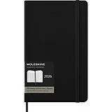 Jahresagenda geb Moleskine 12 Monate Pro Wochen Notizkalender 2026, Pro Large/A5, 1 Wo = 2 Seiten, vertikal, Spalten für Notizen, fester Einband, Schwarz von