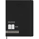 Jahresagenda geb Moleskine 12 Monate Pro Wochen Notizkalender 2026, Pro XL, 1 Wo = 2 Seiten, vertikal, Spalten für Notizen, fester Einband, Schwarz von