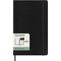 Kalender Moleskine 12 Monate Wochen Notizkalender Deutsch 2026, Large/A5, 1 Wo = 1 Seite, rechts linierte Seite, Weicher Einband, Schwarz von 