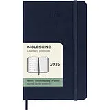 Jahresagenda geb Moleskine 12 Monate Wochen Notizkalender 2026, Pocket/A6, 1 Wo = 1 Seite, rechts linierte Seite, Fester Einband, Saphir von