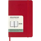 Jahresagenda kt Moleskine 12 Monate Wochen Notizkalender 2026, Pocket/A6, 1 Wo = 1 Seite, rechts linierte Seite, Weicher Einband, Scharlachrot von