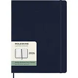 Jahresagenda geb Moleskine 12 Monate Wochen Notizkalender 2026, XL, 1 Wo = 1 Seite, rechts linierte Seite, Fester Einband, Saphir von