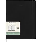 Jahresagenda kt Moleskine 12 Monate Wochen Notizkalender 2026, XL, 1 Wo = 1 Seite, rechts linierte Seite, Weicher Einband, Schwarz von