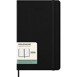 Kalender Moleskine 12 Monate Wochenkalender 2026, Large/A5, 1 Wo = 2 Seiten, horizontal, fester Einband, Schwarz von 