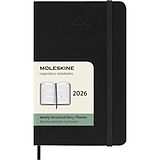 Fester Einband Moleskine 12 Monate Wochenkalender 2026, Pocket/A6, 1 Wo = 2 Seiten, horizontal, fester Einband, Schwarz von 