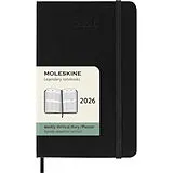 Jahresagenda geb Moleskine 12 Monate Wochenkalender 2026, Pocket/A6, 1 Wo = 2 Seiten, vertikal, fester Einband, Schwarz von 